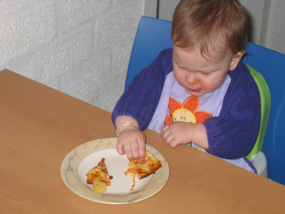 Op vakantie, dus.. eerste keer pizza