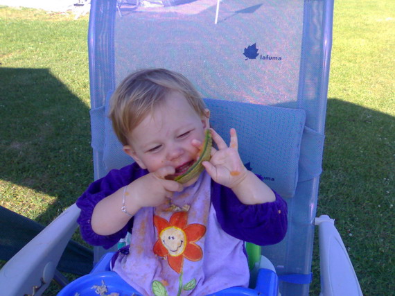 Lekker meloen eten.. en knoeien ;)