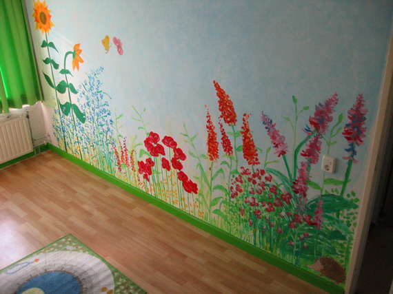 Wauw, wat een mooie bloemenmuur in mijn nieuwe kamer!