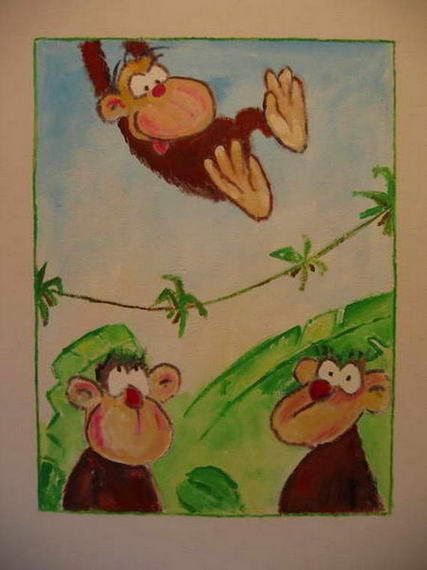 Een Vis-plaatje geschilderd door oma Evelien